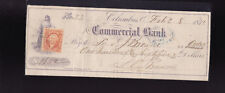 Commercial Bank Columbus Ohio Used Bank Check 1871 Revenue Stamp picture
