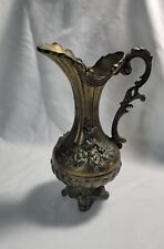 VINTAGE Brass peltrato FOOTED PITCHER VASE MADE IN ITALY  picture
