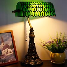 Small Tiffany Table Lamp Green Wisteria Leaves Stained Glass Desk Lamp 11inch picture
