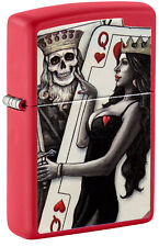 Zippo Skull King Queen Beauty Red Matte Windproof Lighter, 48624 picture