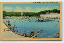 postcard Sunlite pool Coney Island Cincinatti Ohio diving board swimmers 0632 picture