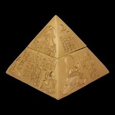 Beautiful Golden Ancient Egyptian Pyramid Decorative Box Wide Trinket Stash Box picture