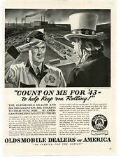 1943 Oldsmobile Mechanic Count On Me Uncle For '43 Sam WWII Vintage Print Ad picture