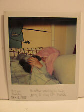 VINTAGE FOUND PHOTOGRAPH ART OLD PHOTO POLAROID 1985 BOY REASTING TOWEL ON FACE picture