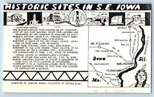 Iowa Postcard Historic Sites SE Map Harlan Lincoln Route c1973 Vintage Antique picture