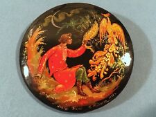 1968 Vintage Russian Lacquer Pin Brooch from Palekh - Signed Numbered Boxed USSR picture