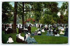 c1910's Lincoln Park Crowd Trees Kids Events Chicago Illinois Antique Postcard picture