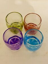Vibrant Splash Set Of Four Shot Glasses-Colored, Heavy, Art Glass-Modern Barware picture