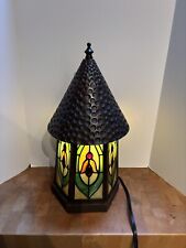 Stain Glass Night Light Lamp Birdhouse? Gazebo? Unique  14.25” X 7” Base picture