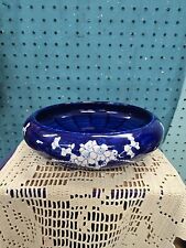 Antique Japanese Blue Minpei Awaji Pottery Footed Bowl Flower Planter Japan picture