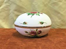 GRANDMOTHER'S ROSE by HAMMERSLEY Egg Shaped Bone China Trinket Box ~ England picture