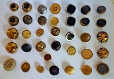 Lof of 36 Vintage Art Deco Metal, Leather and Plastic Buttons 18-28 mm picture