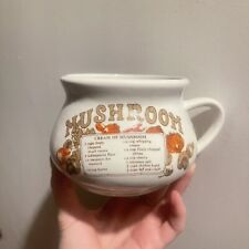 Vintage Mushroom Soup Recipe Mug Bowl Cup Handle White Retro Decor Retro picture
