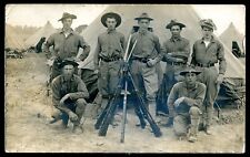 US MILITARY 1908 Soldiers Rifles Bayonets Camp. Real Photo Postcard picture