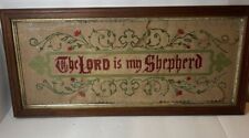 Antique Paper Punch Sampler THE LORD IS MY SHEPHERD Perforated Motto Framed picture