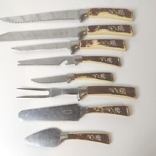 Vintage Lifetime Cutlery Sheffield England Carving Set of 8 Knives, Serving Fork picture