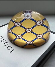 Gucci Paperweight Yellow GG logo pattern Glass novelties New RARE picture