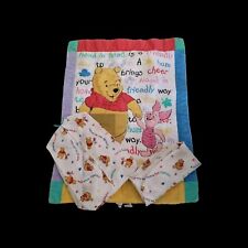 Vtg Winnie the Pooh Piglet Hand in Hand Crib Comforter Sheet & Diaper Stacker picture