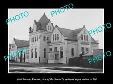 OLD 8x6 HISTORIC PHOTO OF HUTCHINSON KANSAS THE RAILROAD DEPOT STATION c1930 picture