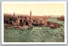 Lower New York City and harbor New York white border Postcard picture