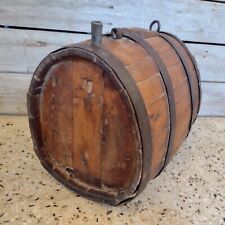 Antique (18th century? Revolutionary War?) Oval Flat Bottom Oak Canteen Barrel picture
