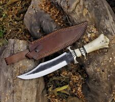 BEAUTIFUL CUSTOM HAND MADE CARBON STEEL HUNTING BOWIE KNIFE HANDLE CAMEL BONE picture