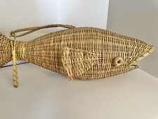 Mid 20th Century Mid-Century Hanging Woven Wicker Fish Basket picture