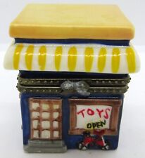 Porcelain Hinged Trinket Box Toy Store With Doll And Drum ￼ picture