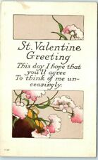 Postcard - St. Valentine Greeting - Love/Romance Card - Flowers Art Print picture