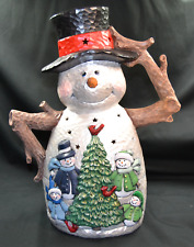 Hand Made Ceramic Snow Man with Top Hat and Scenery 17