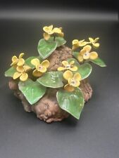 Vintage Bovano Cheshire Yellow Flowers on Driftwood Sculpture picture