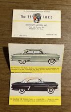 Rare 1952 Ford Car Dealer Sales Miniature Brochure Sedans &Wagons 2 1/2”x 4”. picture
