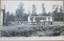 French Aviation 1910 Postcard, Les Garages, Biplane Airplane Voisin, Unused picture
