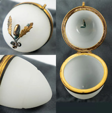 Antique French Napoleon III Era White Opaline Glass “Egg” Casket, Box or Etui picture