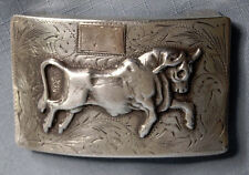 Vintage  Signed 925 Silver with Gold Western Bull Belt Buckle picture