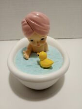 Rare Find Kids Bathroom Shelf Decor Hand Painted Bathing Figurine Cute Girl With picture