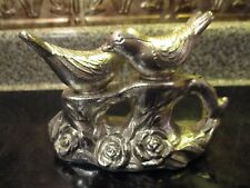 Vintage 1960's Silver Plated Birds Salt & Pepper Shakers on a Rambling Rose Bran picture
