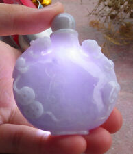 Certified Lavender 100% A Jade jadeite Display Dragon Pi Xiu Snuff Bottle 664013 picture