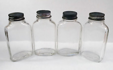 4 Vintage Clear Glass Pharmacy Apothecary Bottles 4.75” x 3.75