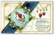 c1910's Valentine's Day Greeting Card Fillmore Illinois IL Embossed Postcard picture