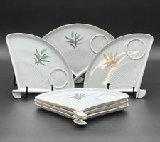 Set of 6 Japanese Fan Shaped Sushi Plates Wheat Harvest Excellent Condition picture