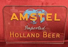 Vintage 1950’s Amstel Holland Beer Etched Painted Glass Advertising Sign picture