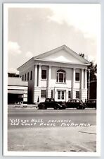 Paw Paw MI Village Hall aka Old Courthouse~Four Big Columns~Nice 1930s Cars~RPPC picture