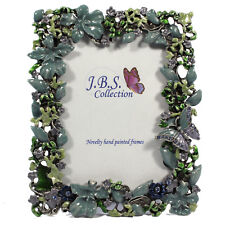Bejeweled butterfly in garden photo frame, enamel painted with crystals picture