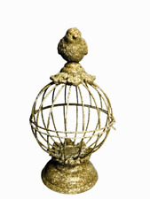 Wire Bird Cage w/Bird on top Clasp Closure Opens by Hinge picture