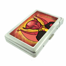 Devil Grin Em1 100's Size Cigarette Case with Built in Lighter Metal Wallet picture