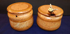 Vintage Set of Two (2) Honey Crocks with Bumble Bee with Wooden Dipper UNIQUE picture