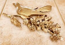 VTG Syroco MCM Golden Bird & Dogwood Flowers Resin Wall Decor #7037 picture