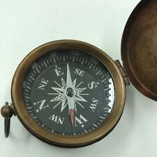 Nautical Brass Finish Compass With Lid Vintage Antique Mini Pocket Style Pendant picture