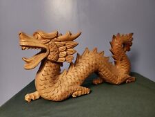 Wooden Dragon Large Statue 15 Inches picture